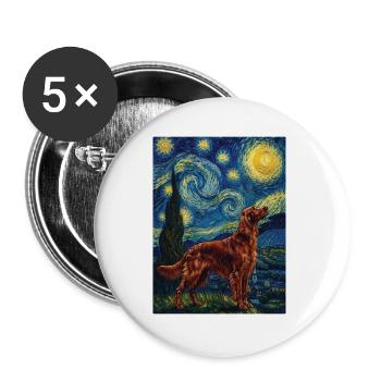 Irischer Zuspieler, Sternennacht – Roter Zuspieler, Hundemama, Vater, - Buttons groß 56 mm (5er Pack) - Weiß - Vorne