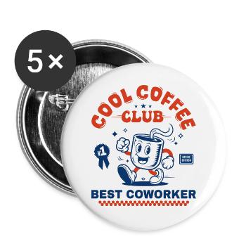 Coffee Club Coffee Lover Coworker Gift - Buttons large 2.2''/56 mm (5-pack) - white - Front