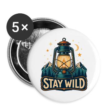 Stay Wild Laterne Waldnächte - Buttons groß 56 mm (5er Pack) - Weiß - Vorne