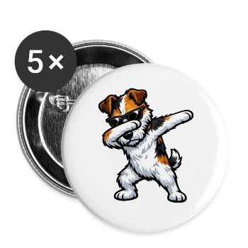 Dabbing Fox Terrier in Comic Style - Buttons large 2.2''/56 mm (5-pack) - white - Front