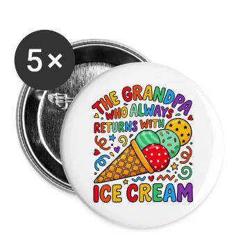 Opa Bringt Immer Eiscreme - Buttons large 2.2''/56 mm (5-pack) - white - Front