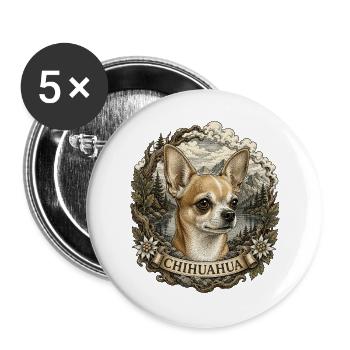 Chihuahua in vintage style with mountain landscape - Buttons large 2.2''/56 mm (5-pack) - white - Front