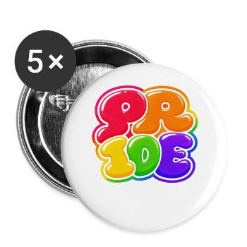 Pride Bubble Rainbow CSD Shirt Sticker - Buttons large 2.2''/56 mm (5-pack) - white - Front
