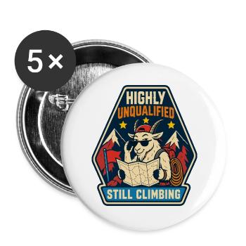Highly Unqualified Still Climbing Goat - Buttons large 2.2''/56 mm (5-pack) - white - Front