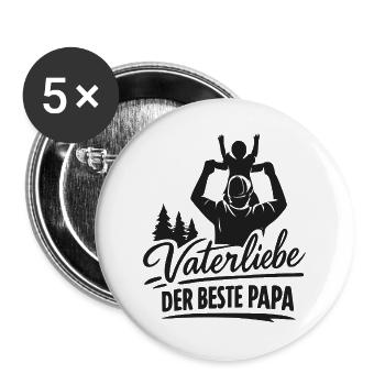 Vaterliebe: Der beste Papa - Buttons groß 56 mm (5er Pack) - Weiß - Vorne