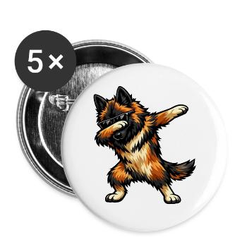 Dabbing Tervueren in comic style - Buttons large 2.2''/56 mm (5-pack) - white - Front