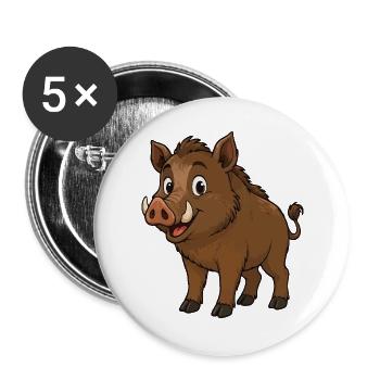 Happy Wild Boar Cartoon - Buttons large 2.2''/56 mm (5-pack) - white - Front