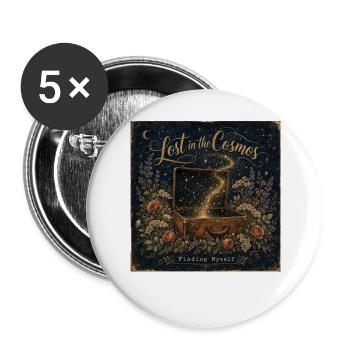 Lost in the Cosmos Vintage Poster Starry Sky - Buttons large 2.2''/56 mm (5-pack) - white - Front