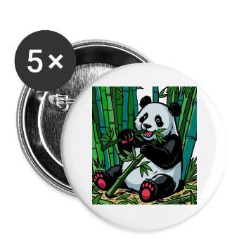Panda in the Bamboo Forest – Bright Colors - Buttons large 2.2''/56 mm (5-pack) - white - Front