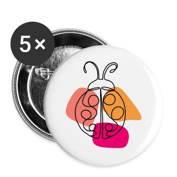 Hand Drawn One Line Ladybug - Buttons large 2.2''/56 mm (5-pack) - white - Front