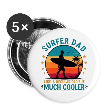 Funny Surfing Dad Birthday Gift for Surfer - Buttons large 2.2''/56 mm (5-pack) - white - Front