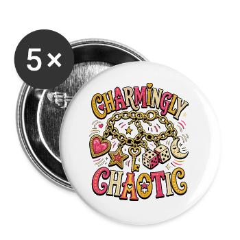 Charmingly Chaotic – Charm Chaos - Buttons large 2.2''/56 mm (5-pack) - white - Front