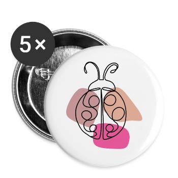 Lineart Ladybug Design - Buttons large 2.2''/56 mm (5-pack) - white - Front