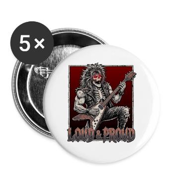 Heavy Metal Demon Loud and Proud - Buttons large 2.2''/56 mm (5-pack) - white - Front