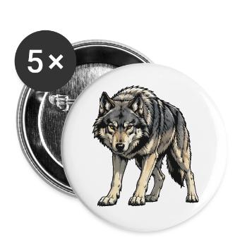 Gray Wolf Illustration - Buttons large 2.2''/56 mm (5-pack) - white - Front