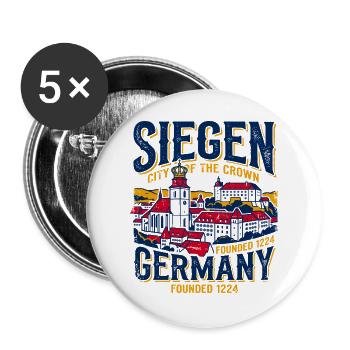 Vintage Siegen Germany City Of The Crown - Buttons large 2.2''/56 mm (5-pack) - white - Front