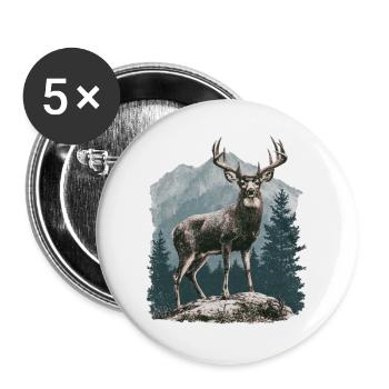 Deer with antlers - Buttons large 2.2''/56 mm (5-pack) - white - Front