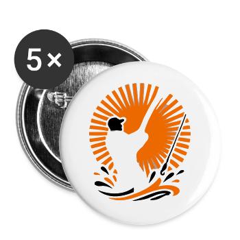 Angler Silhouette Icon - Buttons large 2.2''/56 mm (5-pack) - white - Front
