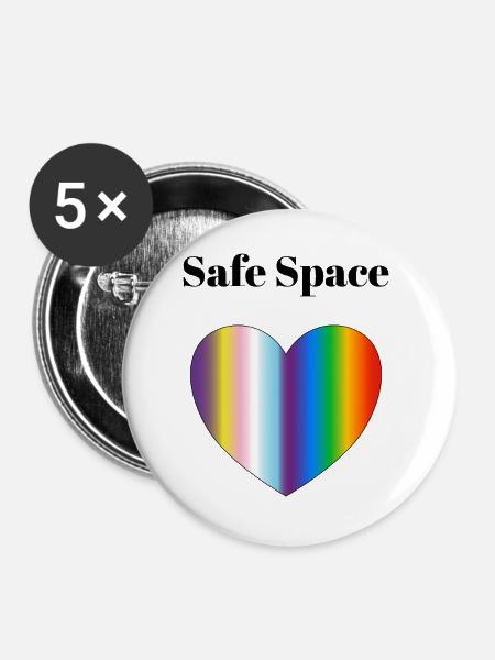 Regenbogengradient Herz-Inklusiver Stolz - Buttons groß 56 mm (5er Pack) - Weiß