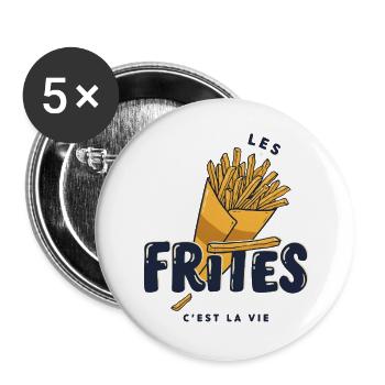 Frites – Les Frites, C’est la Vie - Lot de 5 grands badges (56 mm) - blanc - Devant