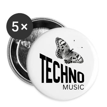 Monochromer Halbton-Schmetterling - Buttons groß 56 mm (5er Pack) - Weiß - Vorne