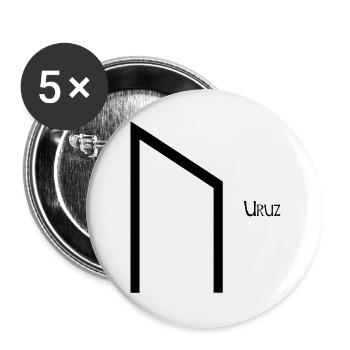 Rune Uruz nommée Black – Viking Futhark - Lot de 5 grands badges (56 mm) - blanc - Devant