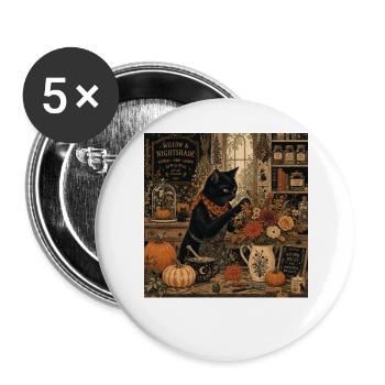 Black Cat Floral Shop T-Shirt Vintage Goth - Buttons large 2.2''/56 mm (5-pack) - white - Front
