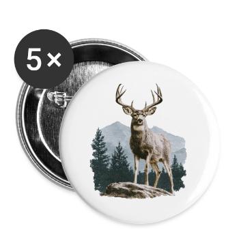 Deer with Antlers Vintage - Buttons large 2.2''/56 mm (5-pack) - white - Front
