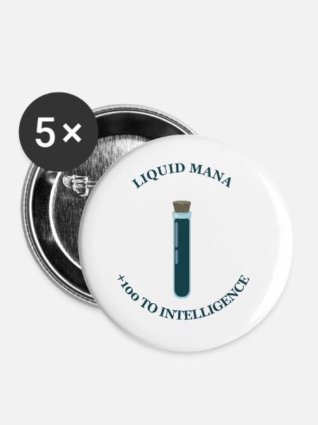 Flüssiges Mana – +100 Intelligenz - Buttons groß 56 mm (5er Pack) - Weiß