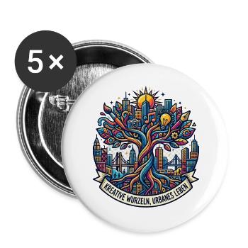 Kreative Wurzeln der Stadt - Buttons groß 56 mm (5er Pack) - Weiß - Vorne