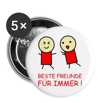Beste Freunde Für Immer Duo - Buttons groß 56 mm (5er Pack) - Weiß - Vorne