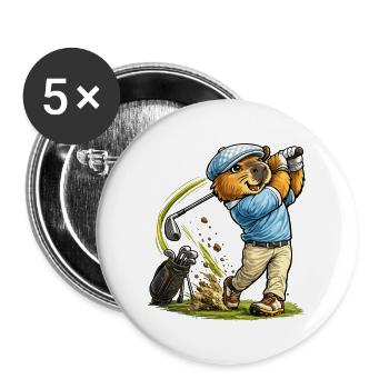 Süßes Capybara beim Golf - Buttons groß 56 mm (5er Pack) - Weiß - Vorne