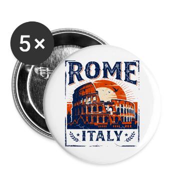 Vintage Rome Italy Colosseum Sunset Skyline - Buttons large 2.2''/56 mm (5-pack) - white - Front