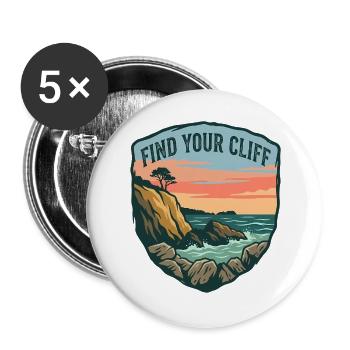 Vintage Cliff and Ocean Motivational Patch - Buttons large 2.2''/56 mm (5-pack) - white - Front