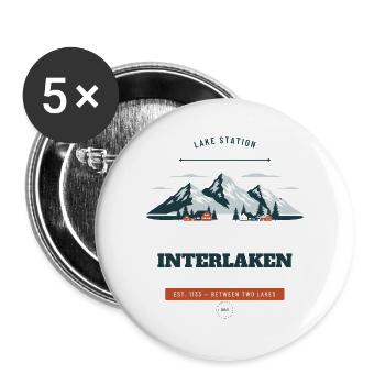 Interlaken Jungfrau Vintage Reiseabzeichen - Buttons groß 56 mm (5er Pack) - Weiß - Vorne