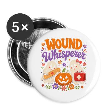 Krankenschwester Krankenpfleger Halloween - Buttons groß 56 mm (5er Pack) - Weiß - Vorne