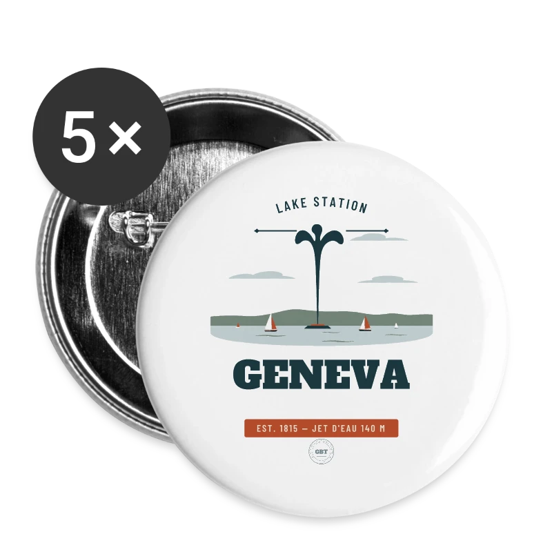 Geneva badge on a buttons large 2.2''/56 mm (5-pack)