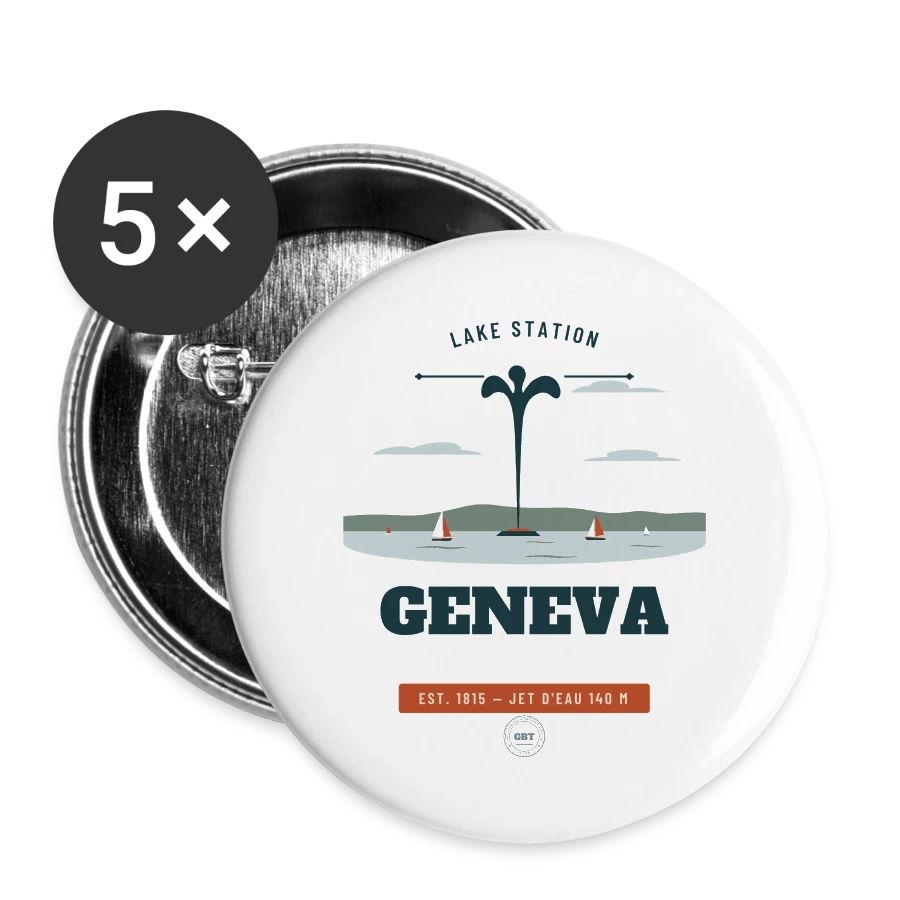 Geneva badge on a buttons large 2.2''/56 mm (5-pack), white