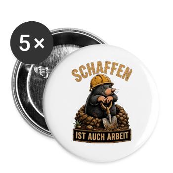 Maulwurf beim schaffen Humor Arbeit - Buttons groß 56 mm (5er Pack) - Weiß - Vorne