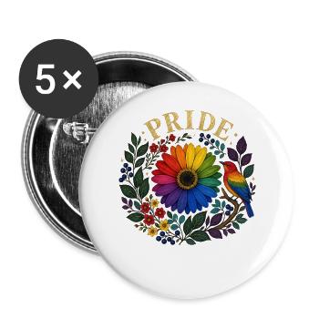 Pride Motiv für LGBTQ Fans und CSD Besucher LGBTQ - Buttons groß 56 mm (5er Pack) - Weiß - Vorne