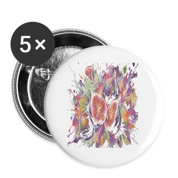Lila Feige Exotische Frucht-Spritzkunst - Buttons groß 56 mm (5er Pack) - Weiß - Vorne