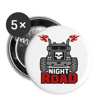 Night Road Trucker Logo - Buttons groß 56 mm (5er Pack) - Weiß - Vorne