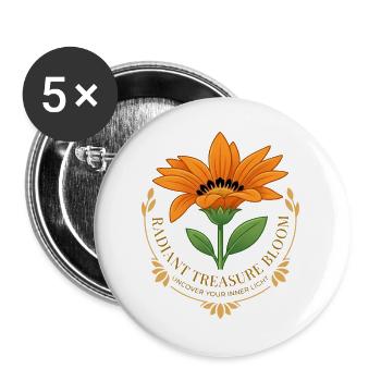 Eine strahlende Blume mit einem motivierenden Slogan - Buttons groß 56 mm (5er Pack) - Weiß - Vorne