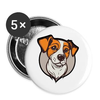 Beagle Smile Abzeichen-Grafik - Buttons groß 56 mm (5er Pack) - Weiß - Vorne