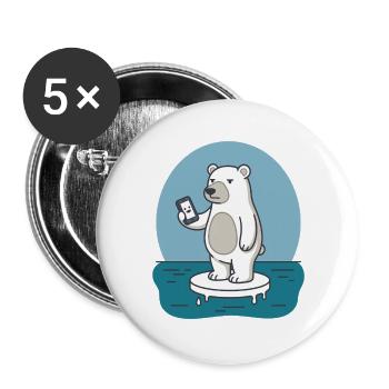 Eisbär Smartphone Klimawandel - Buttons groß 56 mm (5er Pack) - Weiß - Vorne