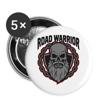 Totenkopf Biker Wappen Logo - Buttons groß 56 mm (5er Pack) - Weiß - Vorne
