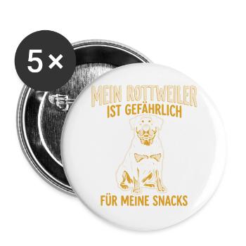 Mein Rottweiler ist gefährlich für meine Snacks - Buttons groß 56 mm (5er Pack) - Weiß - Vorne