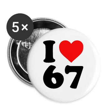 Six Seven - I love 67  - Meme - Basketball - 6-7 - Buttons groß 56 mm (5er Pack) - Weiß - Vorne