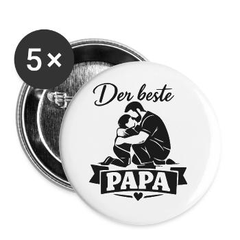 Der beste Papa Moment - Buttons groß 56 mm (5er Pack) - Weiß - Vorne