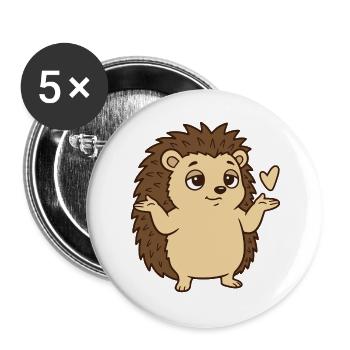 Igel Achselzucken Geste - Buttons groß 56 mm (5er Pack) - Weiß - Vorne